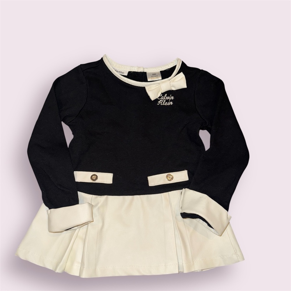 Calvin Klein Toddler Girl Dress – 24M Black & White Holiday Outfit